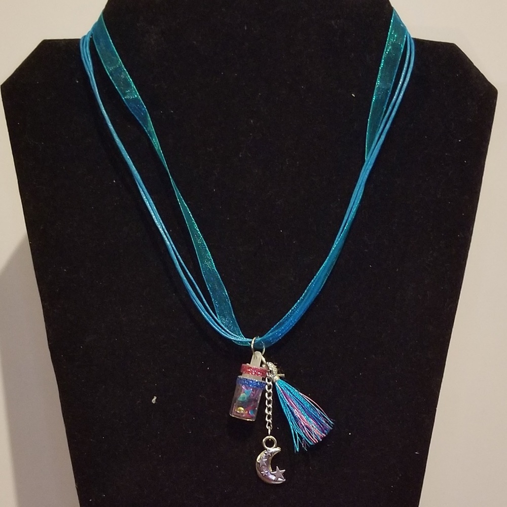 Blue Moon Dust Fairy Wish Bottle Necklace